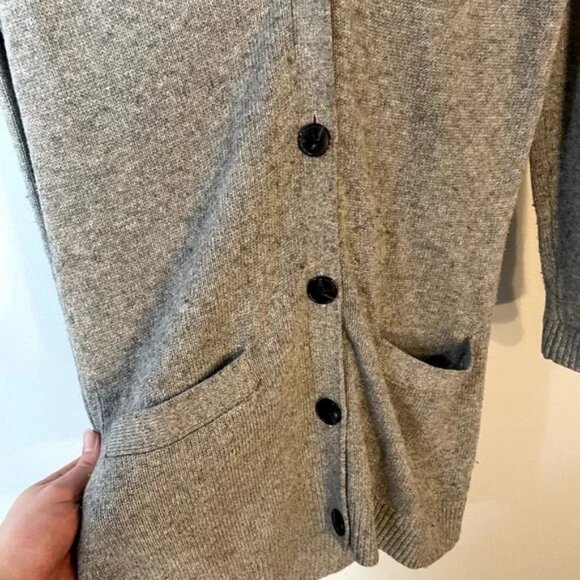 Tory Burch Wool & Cashmere Blend V-Neck Cardigan Sweater in Gray Size XXS - Picture 7 of 13